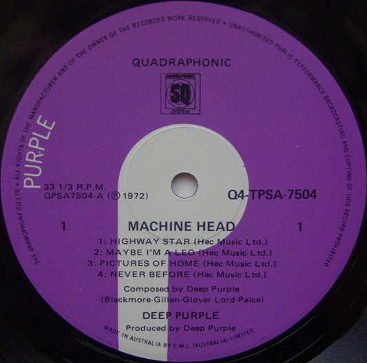 Deep Purple : Machine Head (LP, Album, Quad)