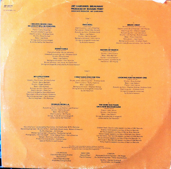 Art Garfunkel : Breakaway (LP, Album)