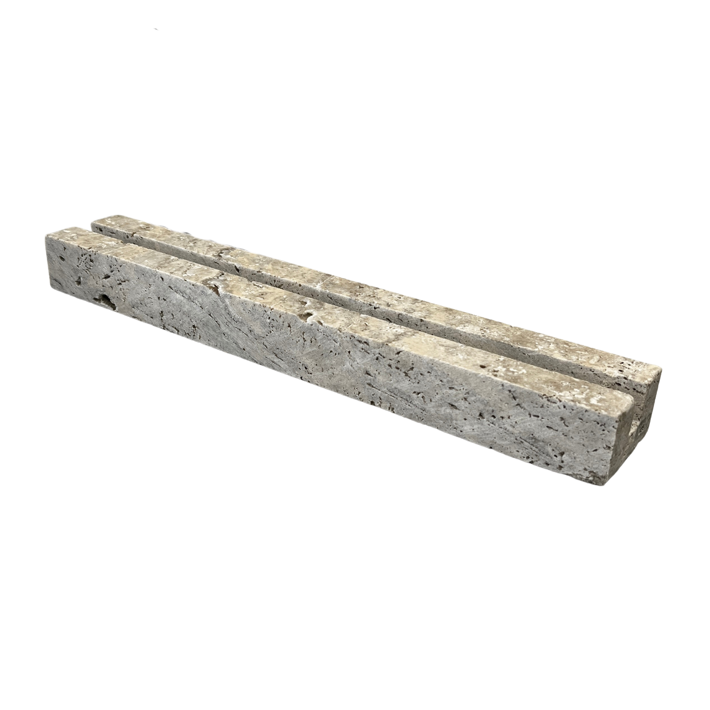 Storm Grey Travertine 'Now Playing' Vinyl Record Display Stand