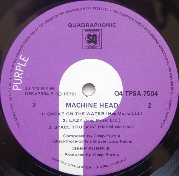 Deep Purple : Machine Head (LP, Album, Quad)